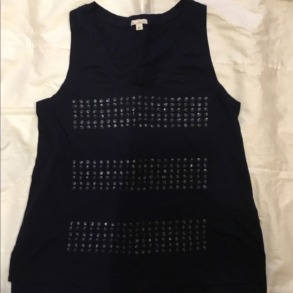 GAP Pima cotton navy tank with sequins L NWOT.